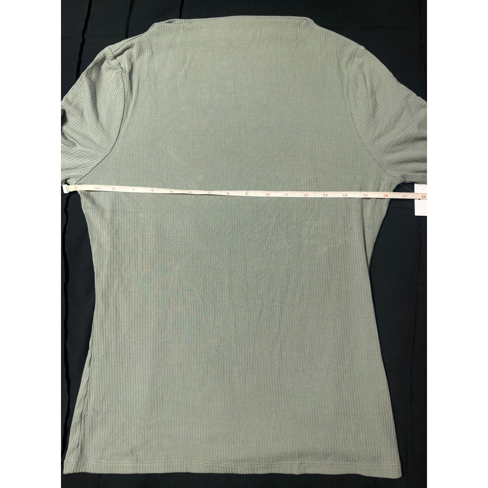 Nordstrom Rack Sage Green Ribbed Knit Boat Neck Short Sleeve Top Nwt Womens Xl — image 5 of 6